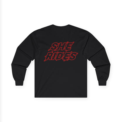 She Rides Long Sleeve Rood//Bikergirl Long Sleeve