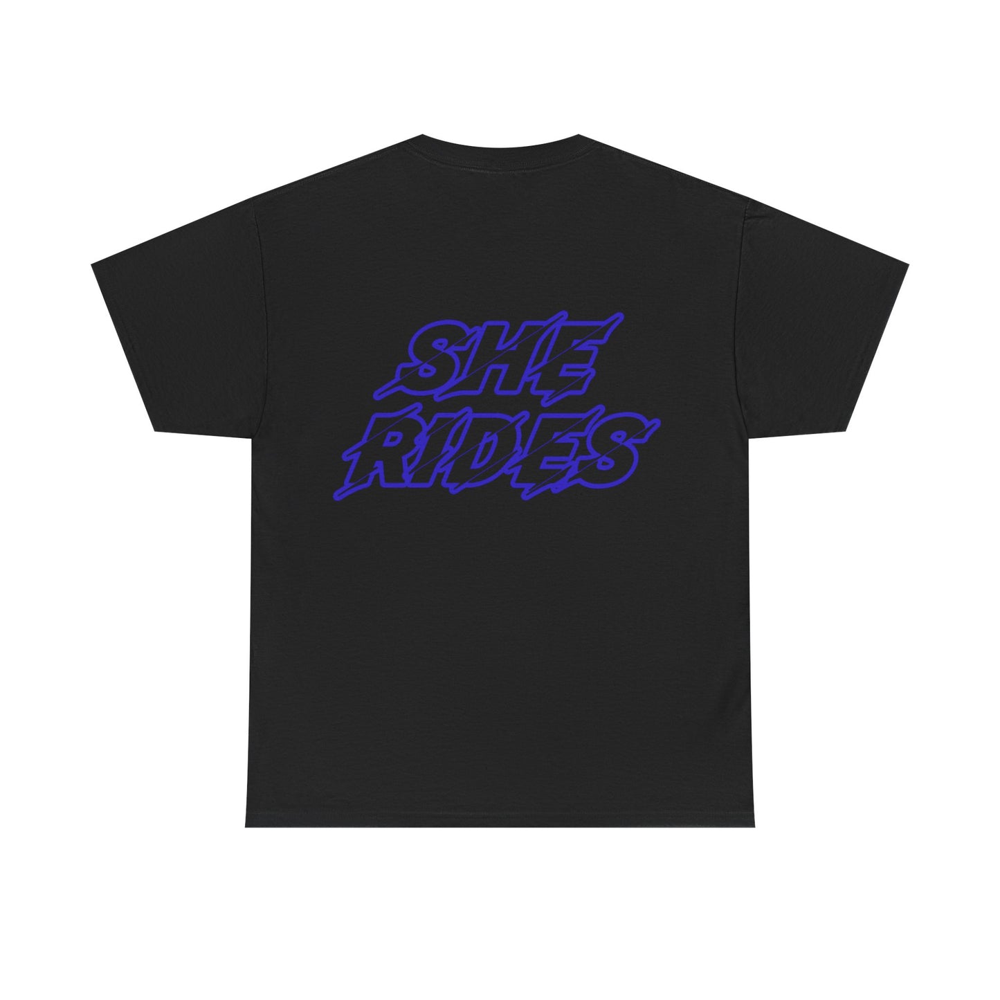 She Rides original T-shirt Blauw//Bikergirl T-shirt