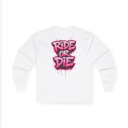 She Rides RideOrDie Long Sleeve Roze//Bikergirl Long Sleeve