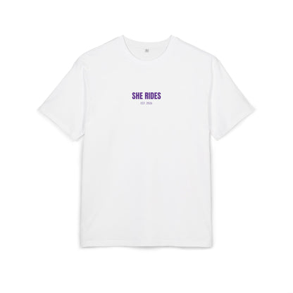 She Rides RideOrDie Oversized T-shirt Paars//Bikergirl T-shirt