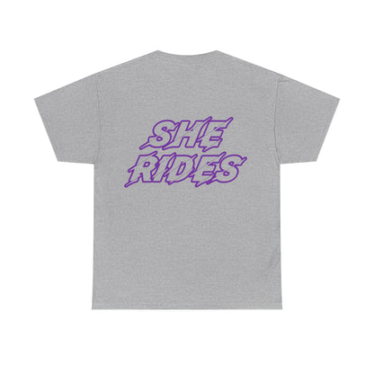 She Rides original T-shirt Paars//Bikergirl T-shirt