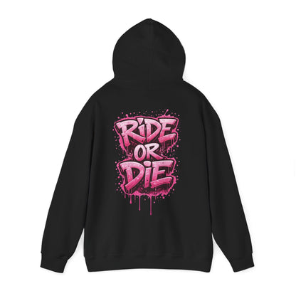She Rides RideOrDie Hoodie Roze//Bikergirl Hoodie