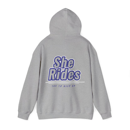 She Rides Hoodie Blauw//Bikergirl Hoodie