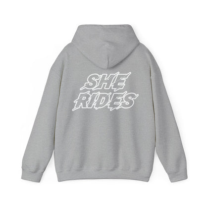 She Rides Original Hoodie Zwart&Wit//Bikergirl Hoodie