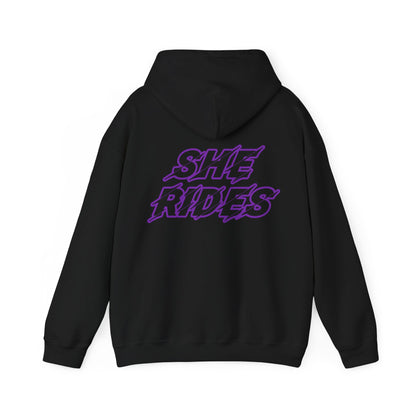 She Rides Original Hoodie Paars//Bikergirl Hoodie