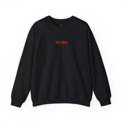 She Rides RidedOrDie Sweater Rood//Bikergirl Sweater